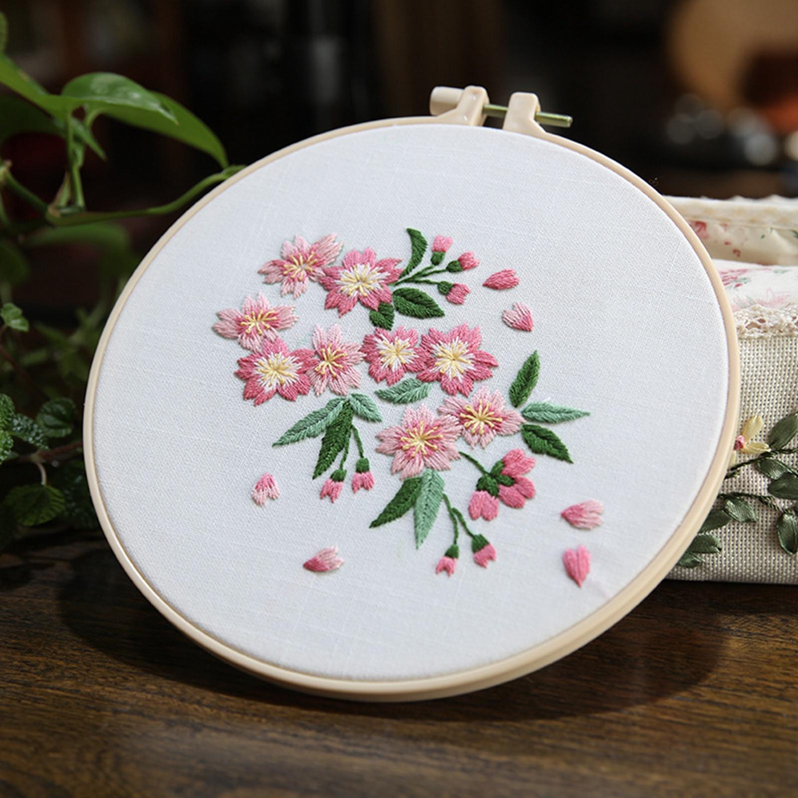 Embroidery starter Kit, Flower Pattern Cross Stitch for Beginners Adults, with Embroidery Hoop Cloth Thread Needlepoint Kit Floral Series