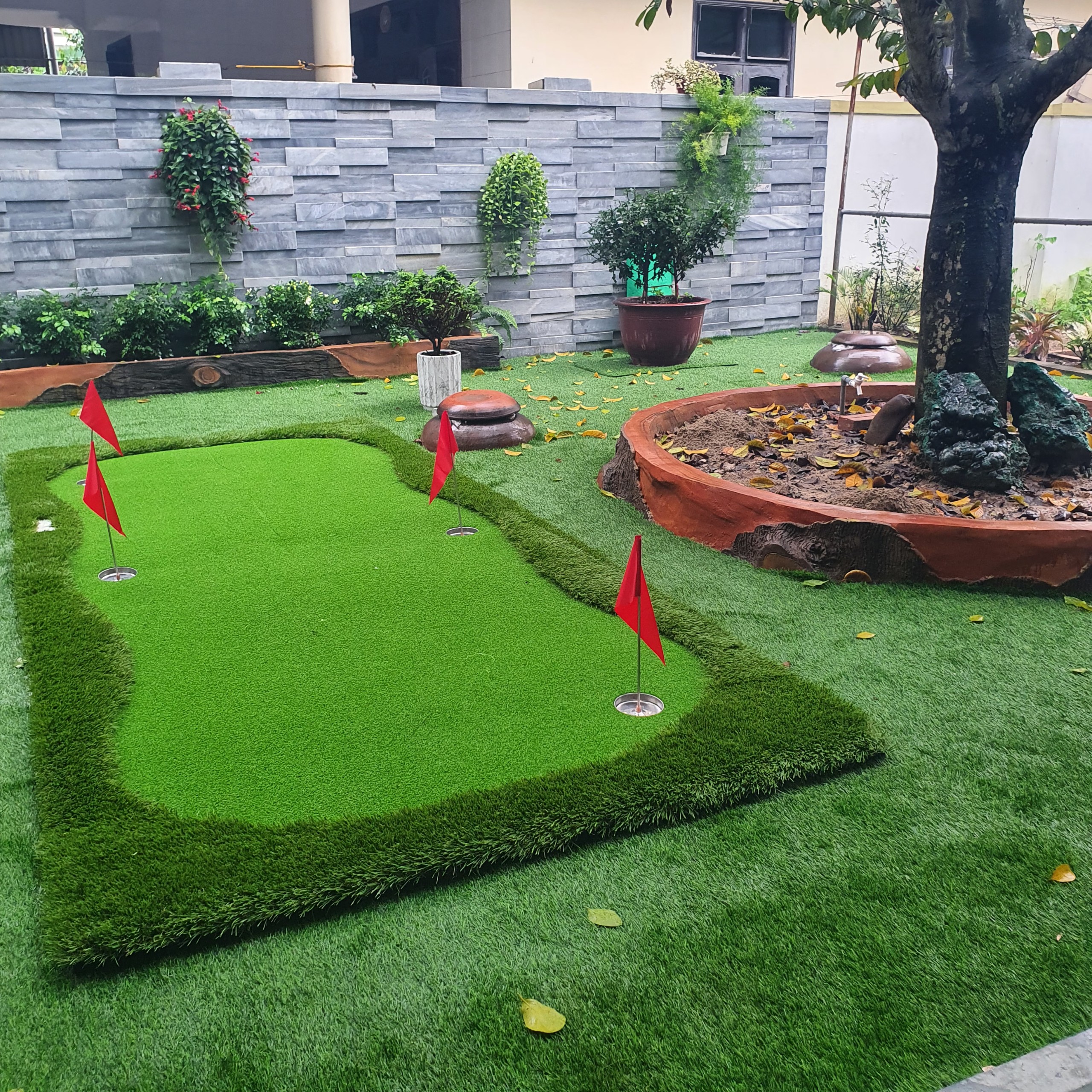 Bộ Thảm tập Putting Golf [1,5m x 3,5m], Dày 3cm:  Kèm 3 hố cờ inox, Cao cấp, Bền bỉ, Đàn hồi tốt