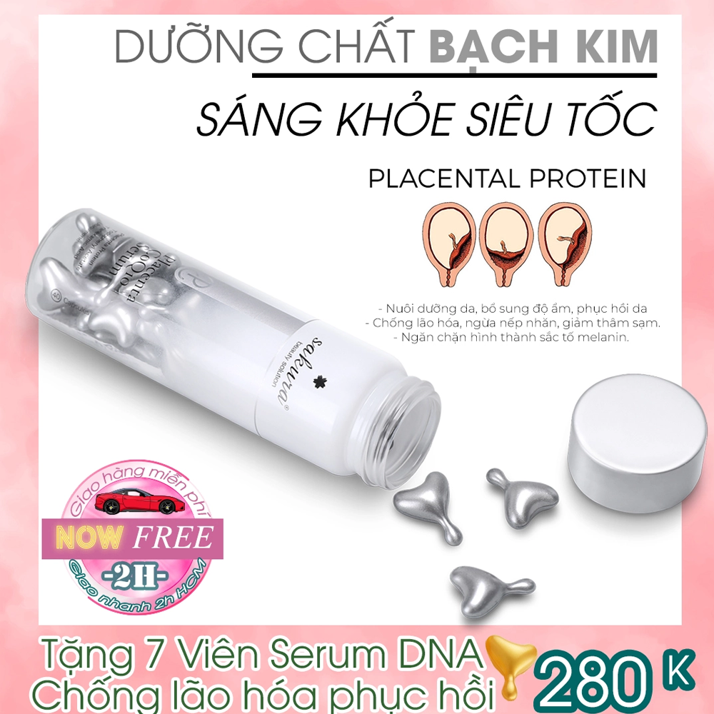 Serum dưỡng trắng da chống lão hóa tinh chất nhau thai cừu Sakura Placenta COQ10 Serum (7 viên)