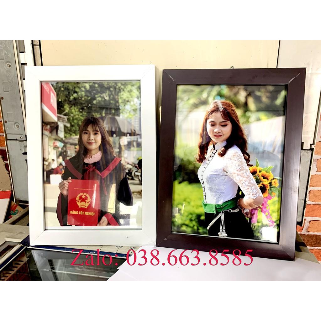 Khung ảnh mặt kính 10x15, 13x18, 15x21, 20x30 hỗ trợ in hình đóng khung
