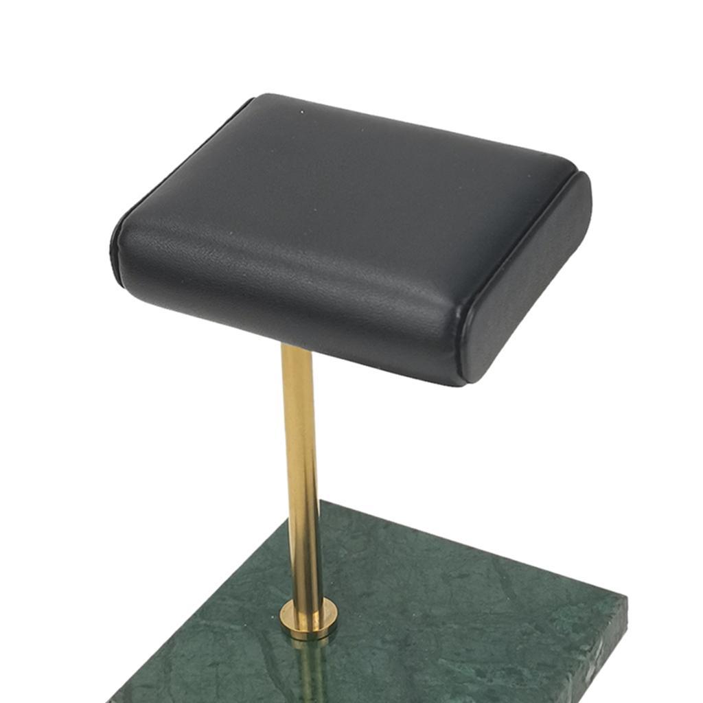 2pcs Green Marble Base & PU Watch Holder Stand Placement for Display