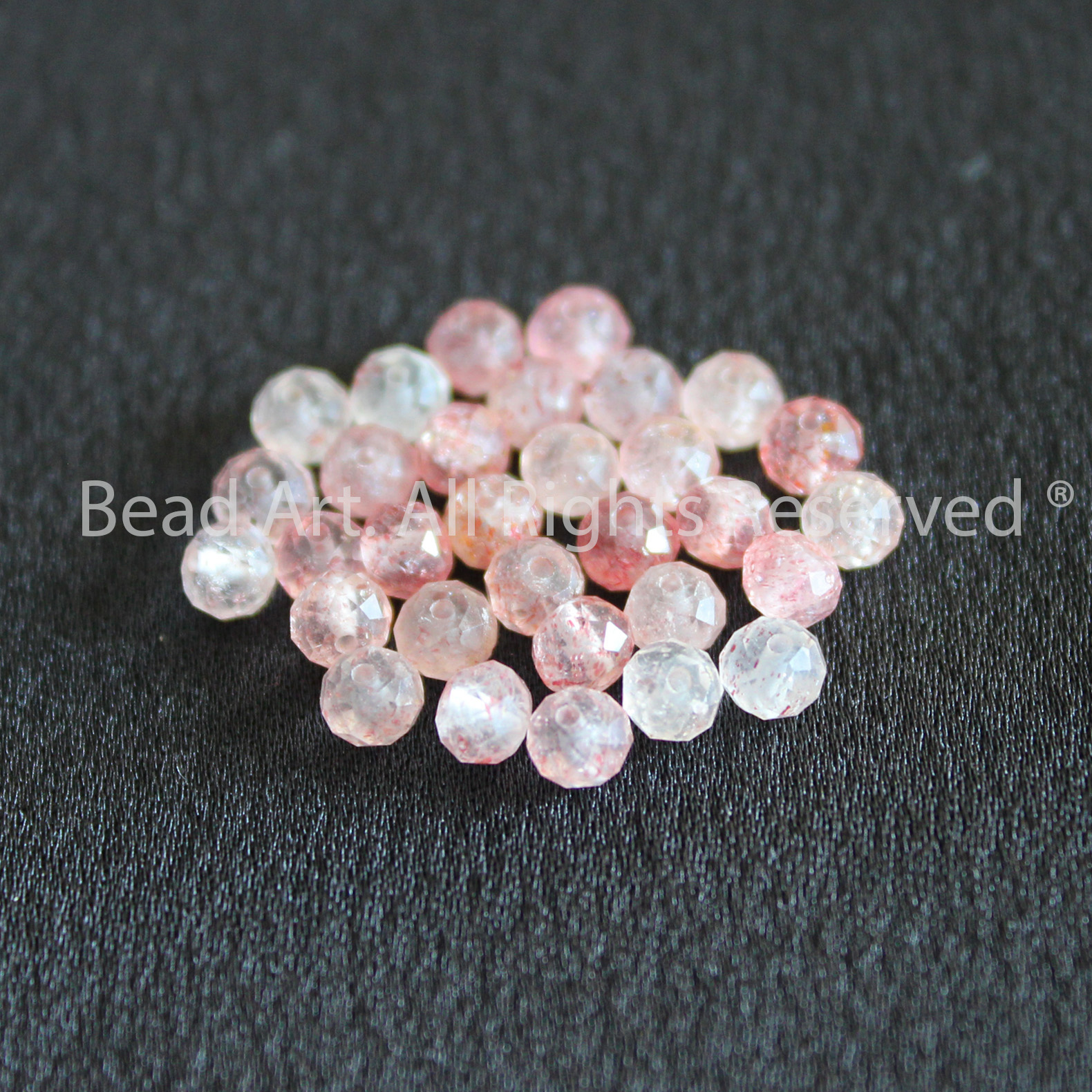 [5 Hạt/10 Hạt] 4x3MM Thạch Anh Dâu Tây Hồng Tự Nhiên, Strawberry Quartz, Mệnh Hoả, Thổ, Phối Vòng Tay Phong Thuỷ, Chuỗi Hạt - Bead Art