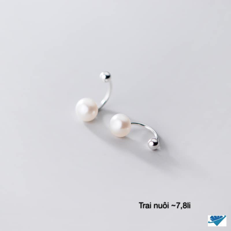 Bông tai trai bi tròn chất liệu bạc s925 MS48b