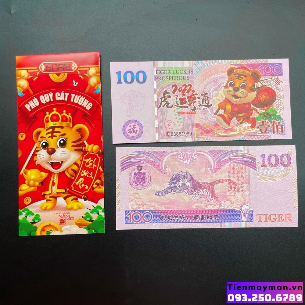 Tiền Đài Loan Con Hổ mệnh giá 100 May Mắn Lì Xì Tết Nhâm Dần, tặng kèm bao lì xì