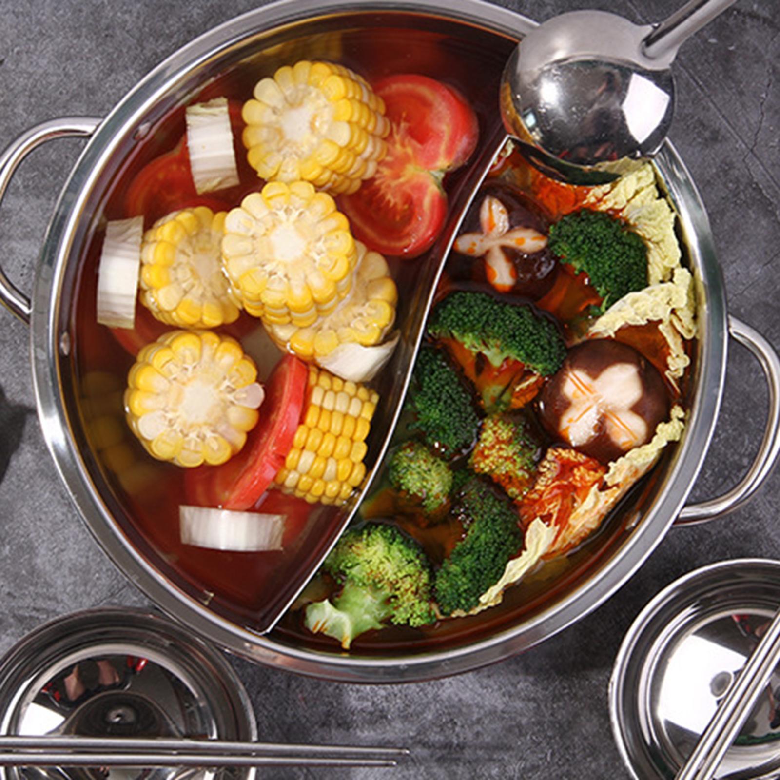 Hot Pot Pan Cooker Cooking Pot Two Flavor Soup Pot Cookware Professional Dual Sided Soup Stockpot for Restaurant Household