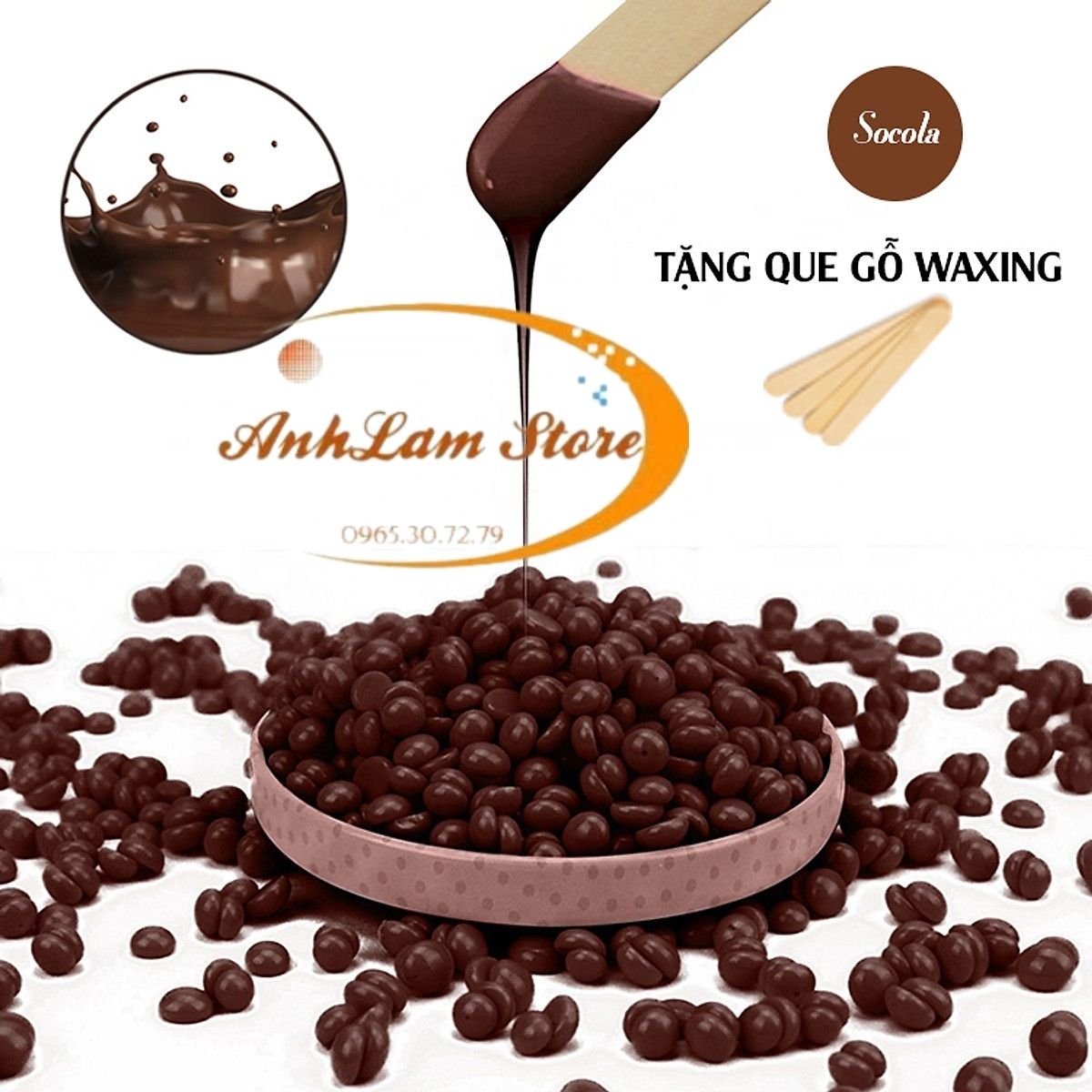 [200g] SÁP WAX TẨY LÔNG NÓNG CAO CẤP ANHLAM Giúp Da Láng Mịn, An Toàn, Lành Tính, Không Đau - Phù hợp mọi loại da, Hiệu quả wax tẩy lông nách, wax tẩy lông vùng kín, bikini, wax lông tại nhà, tẩy da chết - Tặng que gỗ