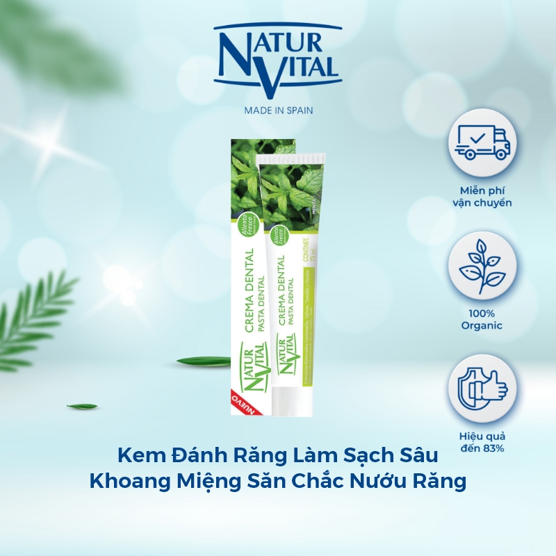 Kem Đánh Răng NaturVital Làm Sạch Sâu Khoang Miệng, Hỗ Trợ Giảm Thiểu Mảng Bám, Săn Chắc Nướu Răng, Mang Đến Hơi Thở Thơm Mát (75ml)