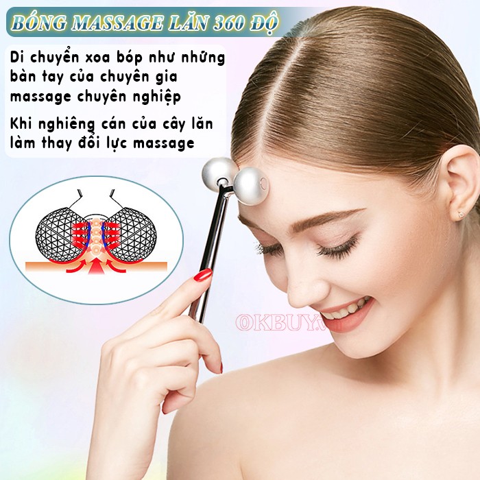 Con lăn massage nâng cơ mặt 3D tạo cằm Vline bóng massage lăn 360 độ Nikio NK-125G