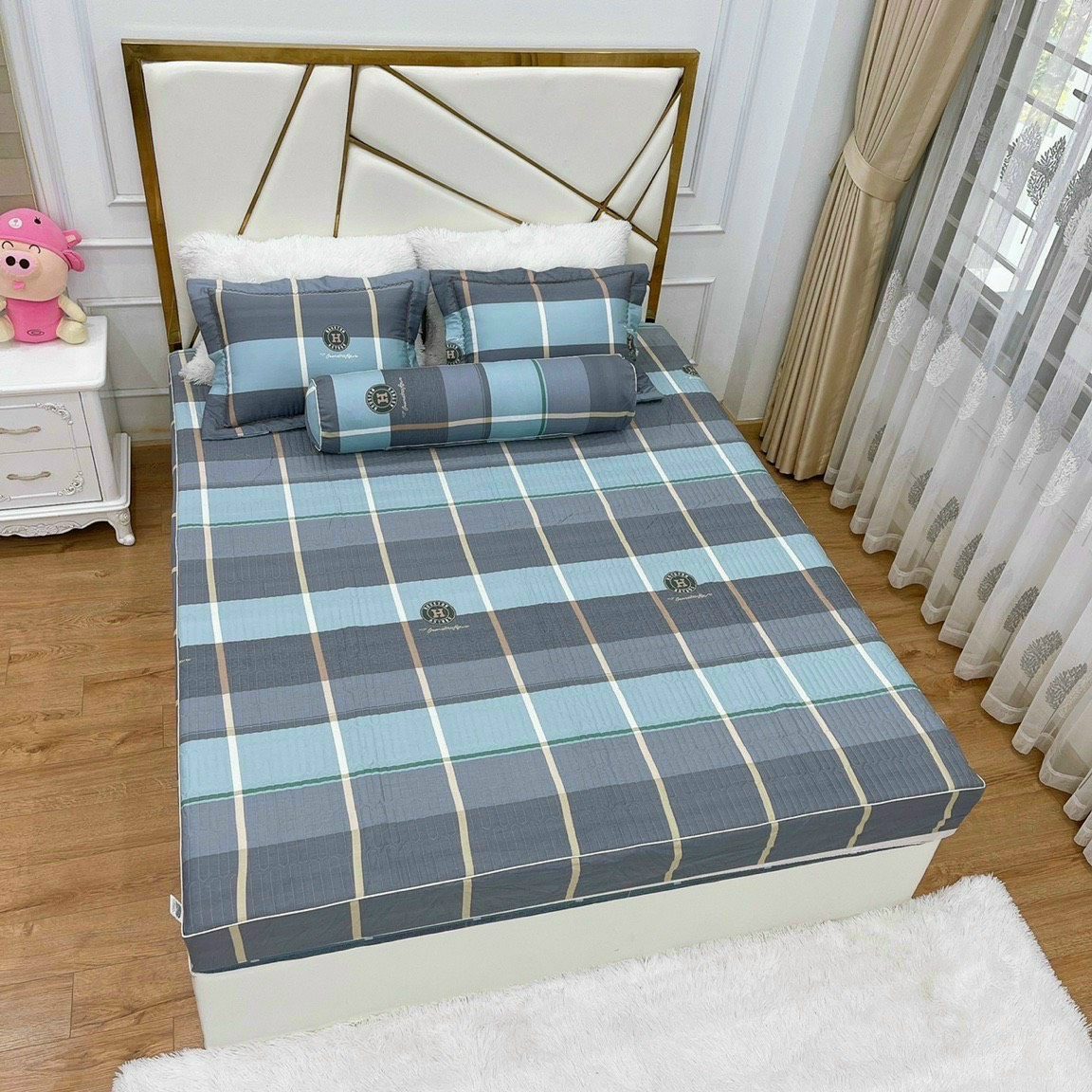 Ga chun 100% côttong đẹp kèm vỏ gối trần