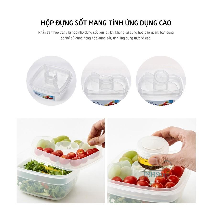 Hộp Salad Lock&amp;Lock kèm khay nước sốt 950ml ,1.6L HSM8440T HSM8450T