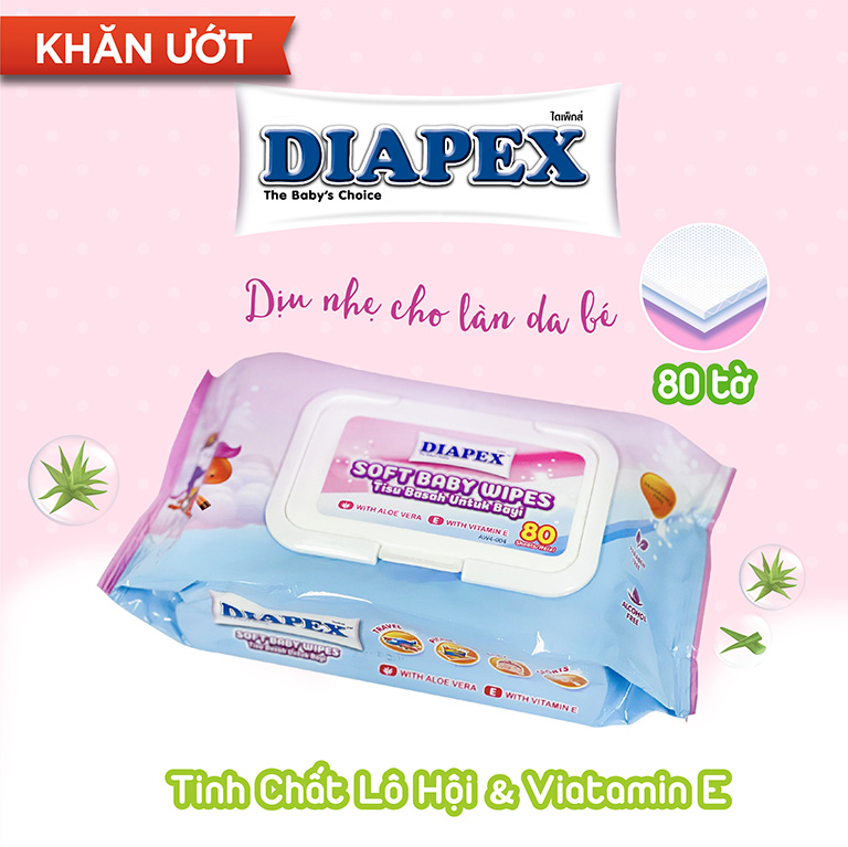 Khăn ướt DIAPEX 80 tờ - Combo 3 gói