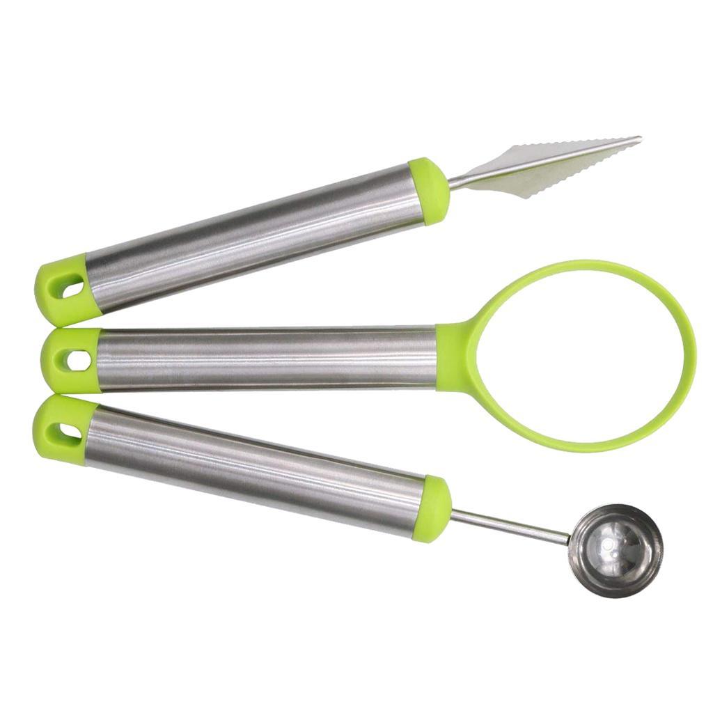 3 Piece Set Stainless Steel Melon Baller Carving Tool Fruit