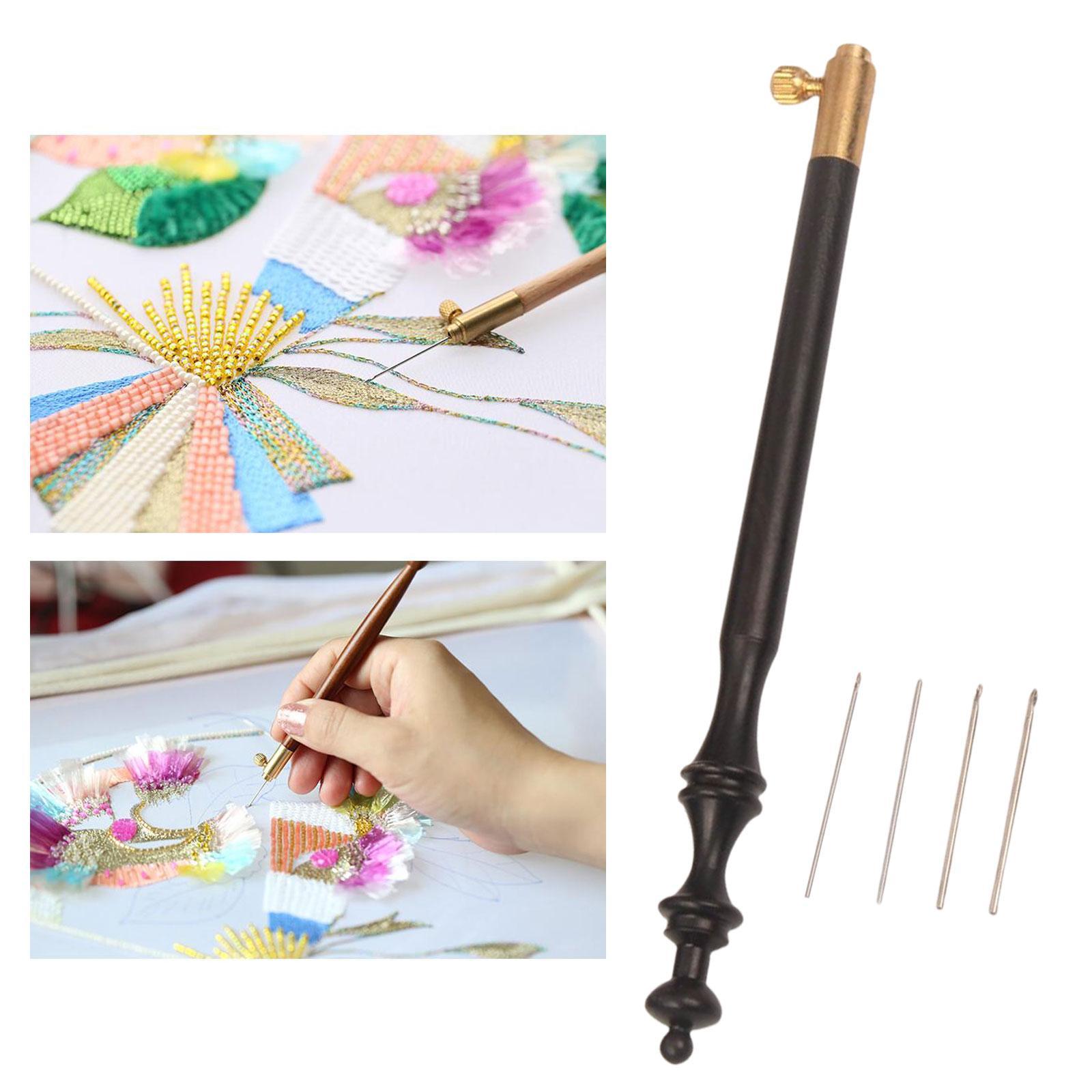 Crochet Hook W/ 4 s Embroidery Beading Crochet 0.6/0.8/1/1.2mm DIY