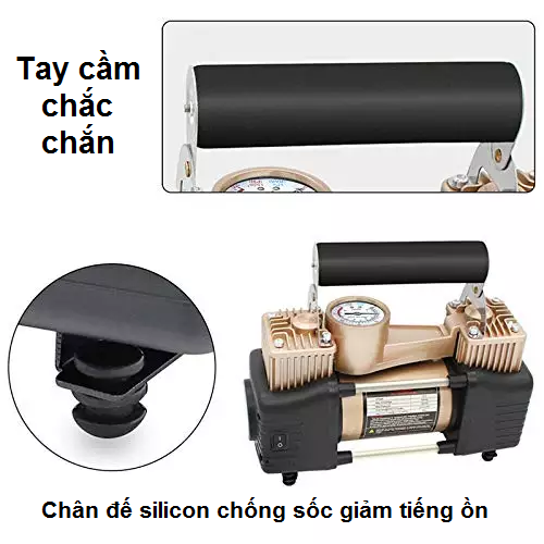 Bộ Máy Bơm Ô Tô 2 Xi Lanh Cao Cấp , Công Nghệ Nhật Bản Đồng Hồ Cơ /Đồng Hồ Điện Tử Tự Ngắt Và Đèn Chiếu Sáng Kèm Hộp Dụng Cụ