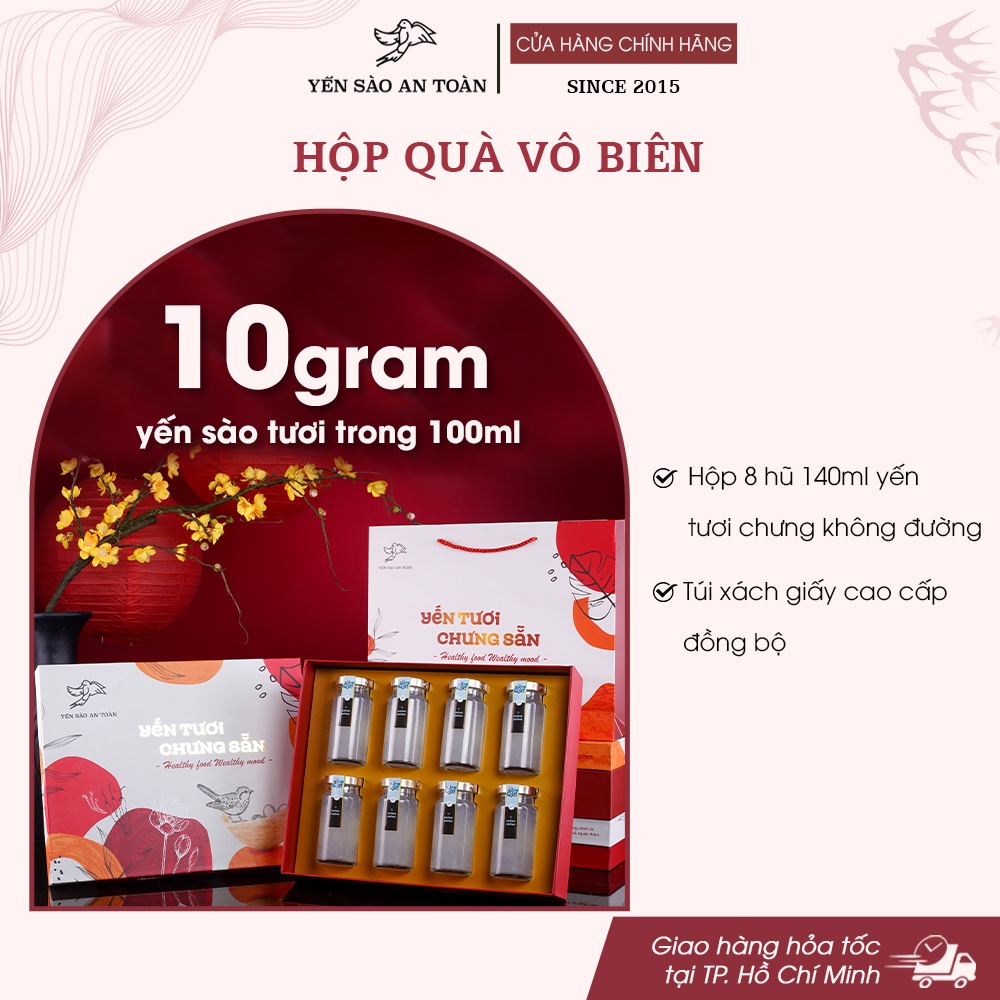 Yến chưng đường phèn và không đường combo 6 và 12 hũ 70ml và 140ml ĐẬM ĐẶC YẾN TƯƠI từ Yến Sào An Toàn