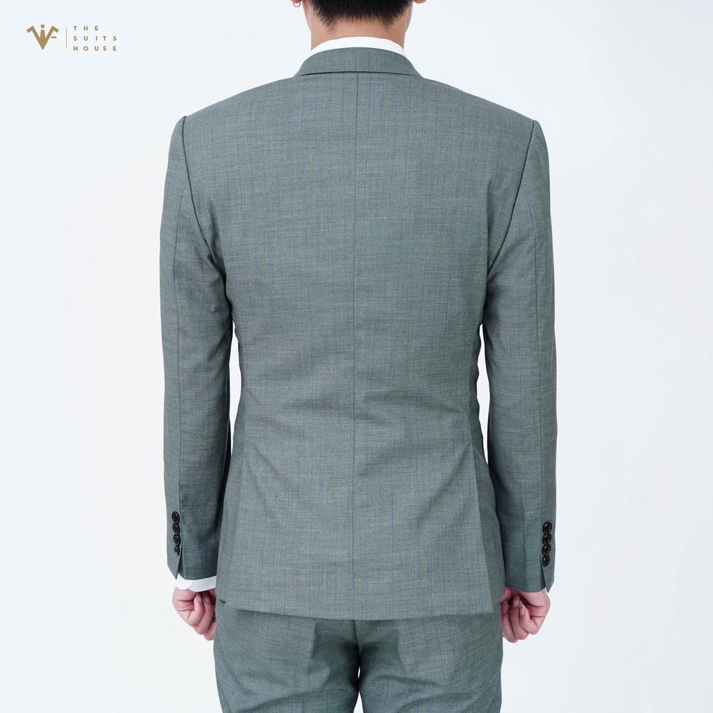 Bộ vest nam xanh rêu kẻ ô, suits sartorial chất WOOL The Suits House - S