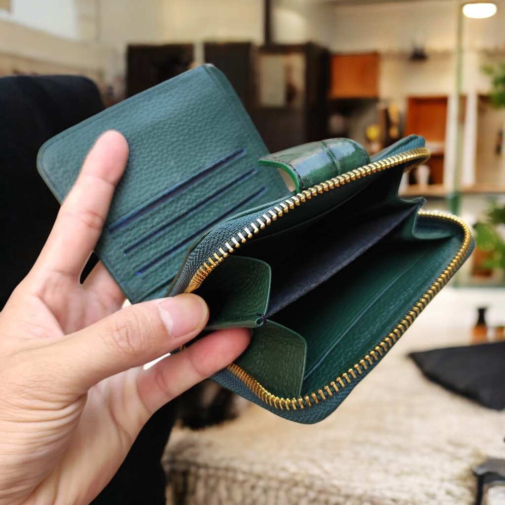 Ví nữ DA BỤNG CÁ SẤU XANH RÊU SIÊU LỚN. Ví nhỏ gọn nhưng đựng siêu nhiều đồ!