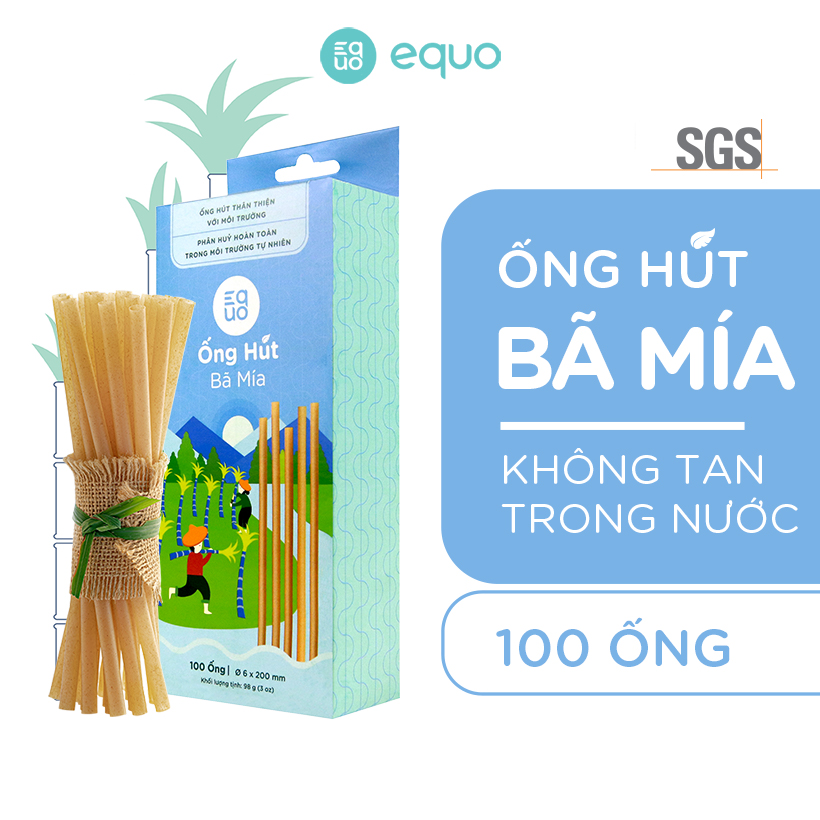 Ống hút bã mía không tan trong nước (100 ống)