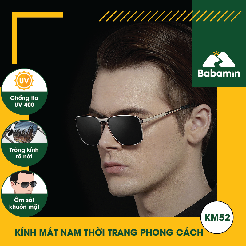 Kính Mát Nam Cao Cấp, Chống Tia UV, Độ Nét Cao Thời Trang - Babamin - KM52