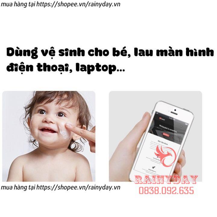 Khăn giấy ướt baby wipes phú đạt 120 tờ hình gấu không mùi cho bé