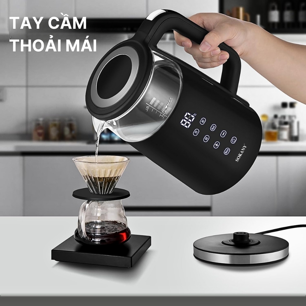 Ấm đun nước siêu tốc SOKANY SK-09050, Ấm đun nước giữ nhiệt dung tích 1.7L, hâm nước pha sữa, điều chỉnh, hiển thị nhiệt - HÀNG CHÍNH HÃNG - DELIYA