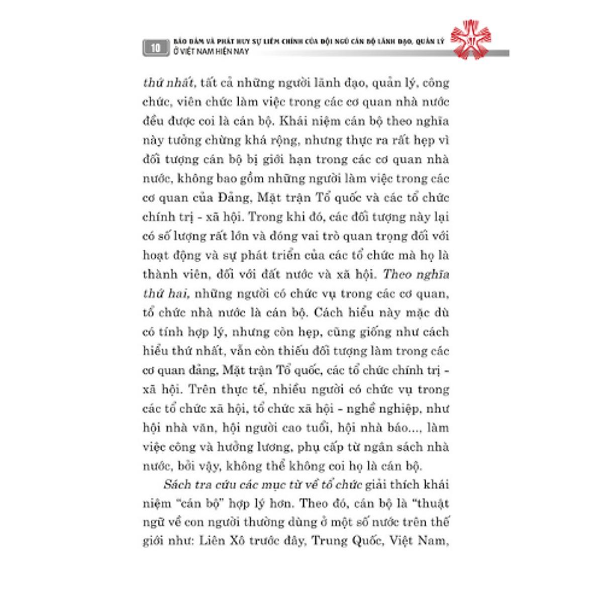 Sách - Bảo Đảm Và Phát Huy Sự Liêm Chính Của Đội Ngũ Cán Bộ Lãnh Đạo, Quản Lý ở Việt Nam Hiện Nay - NXB Chính Trị Quốc Gia