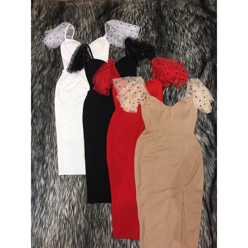 Đầm body phối ren chấm bi siêu đẹp