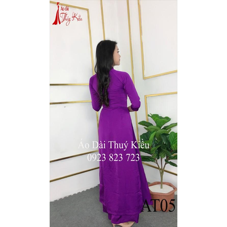Áo dài Thúy Kiều Tây Thi cổ tàu màu tím huế AT05