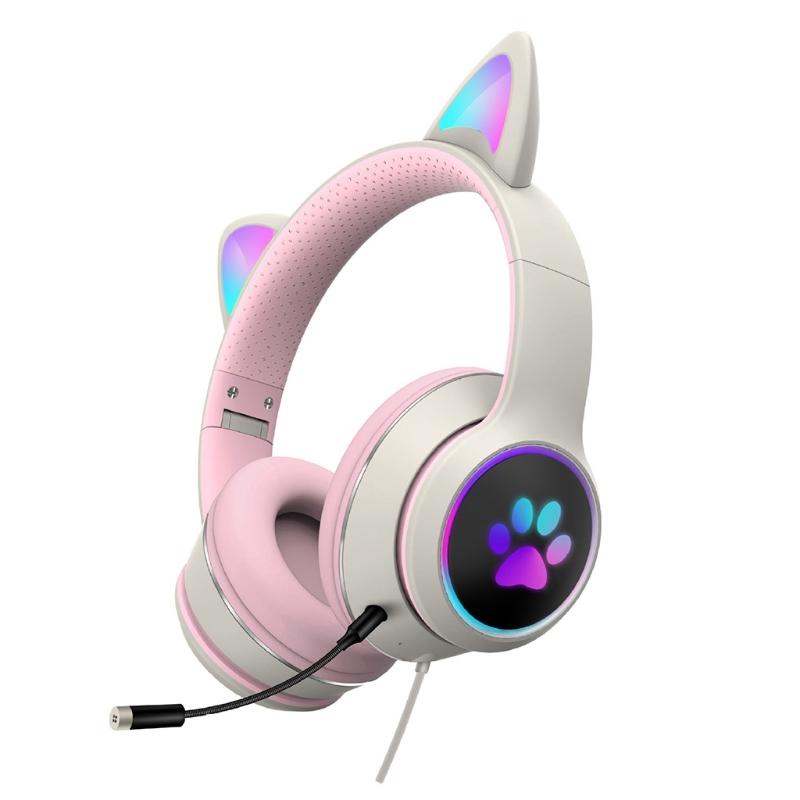 Máy Tính Chơi Game Cắm Tai Nghe Tai Mèo Hình Dạ Quang Tai Nghe Trực Tuyến Cấp Trò Chơi Học Tập Làm Việc Dropshipping