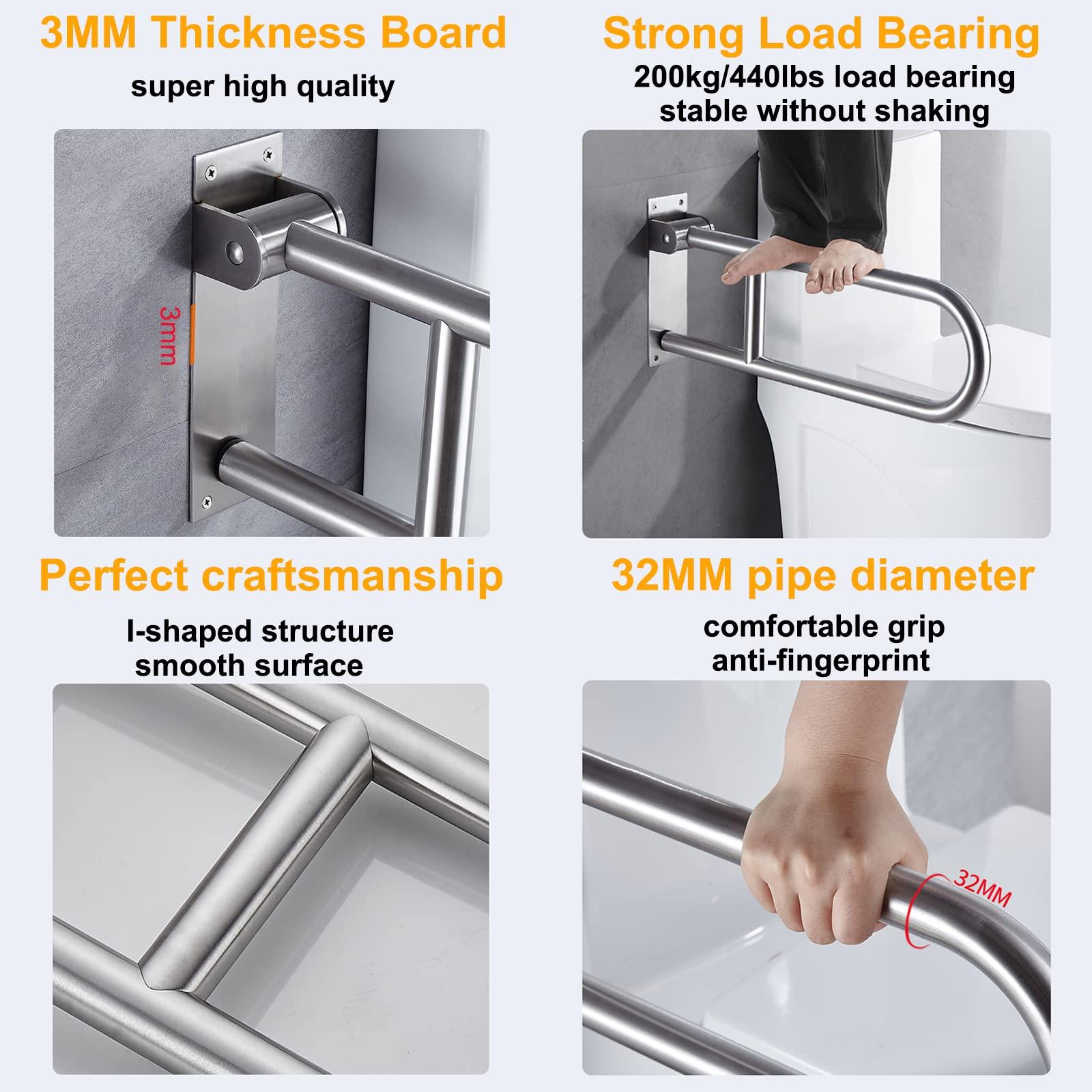 Thanh hỗ trợ có thể gập lại cho nhà vệ sinh, bàn tay an toàn trong phòng, xoay dọc ở 90 °, nhà vệ sinh tường có thể gập lại trong phòng tắm cho người già khuyết tật