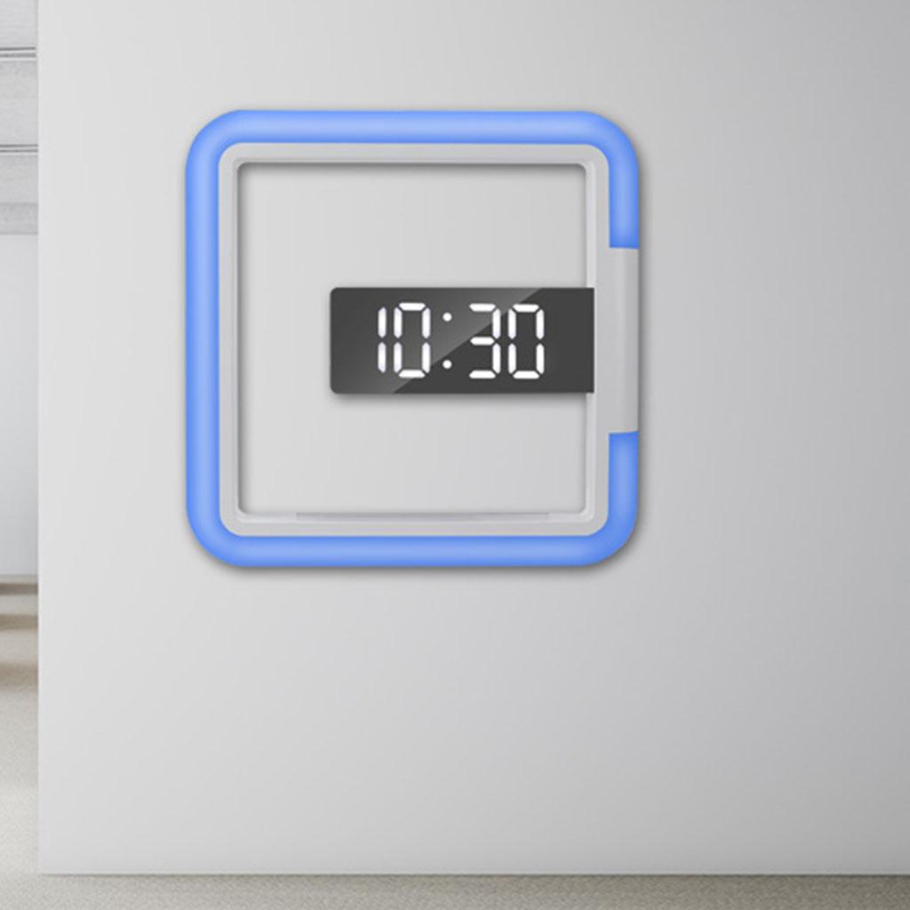 LED Wall Clock, Remote Control Digital Wall Clock Mirror Display Wall Clock with Alarm, Snooze, Temperature Display and 7 color Changing Nightlight