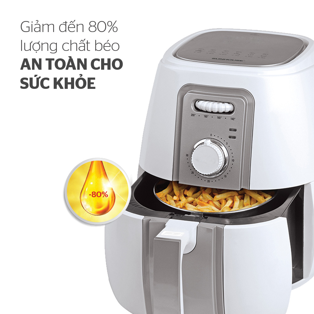 Nồi Chiên Không Dầu Sunhouse SHD4023W - Hàng Chính Hãng