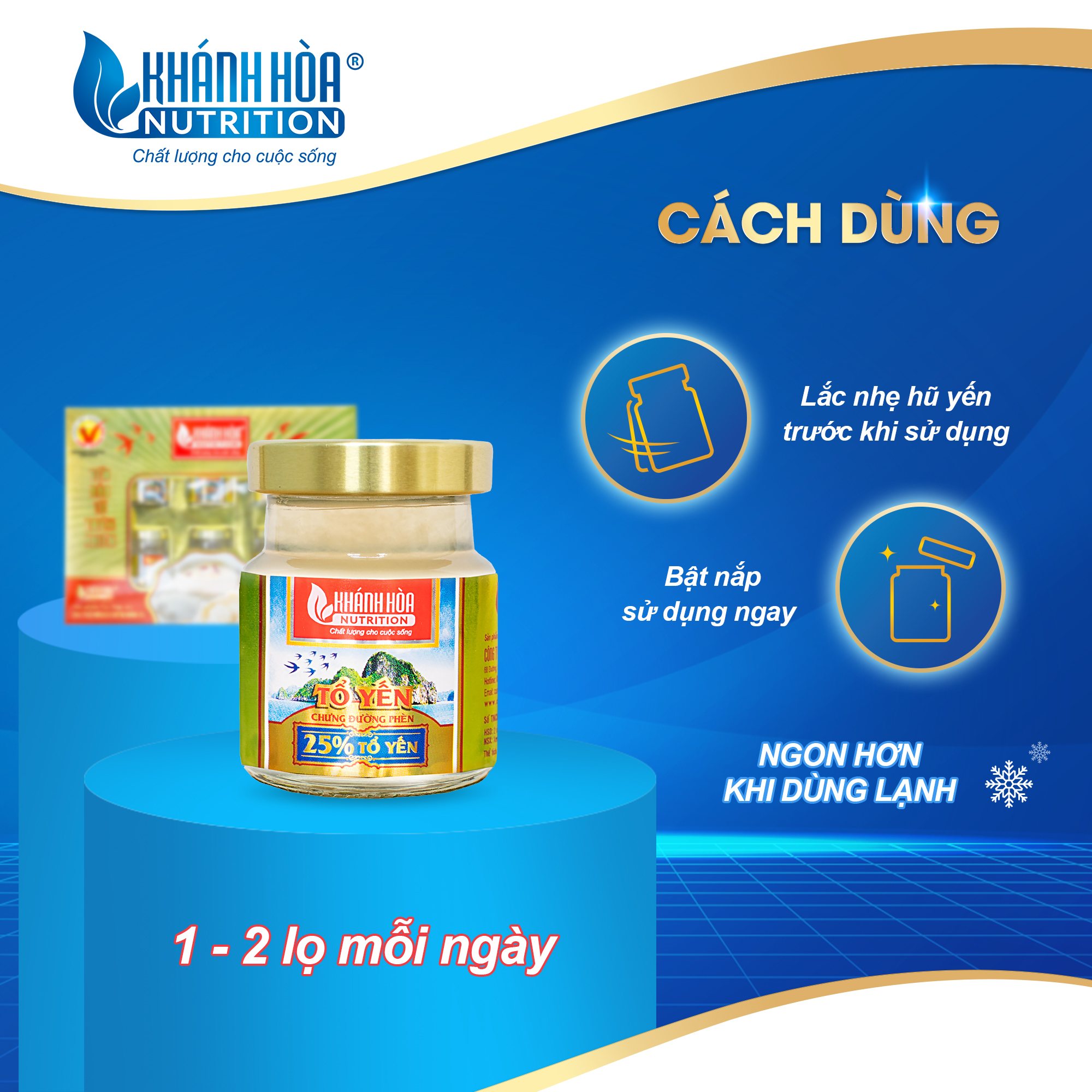 Hộp Quà Tặng 6 Lọ Tổ Yến Chưng Đường Phèn Cao Cấp 25% Tổ Yến Khánh Hòa Nutrition (Hộp 6 Lọ x 70ml)