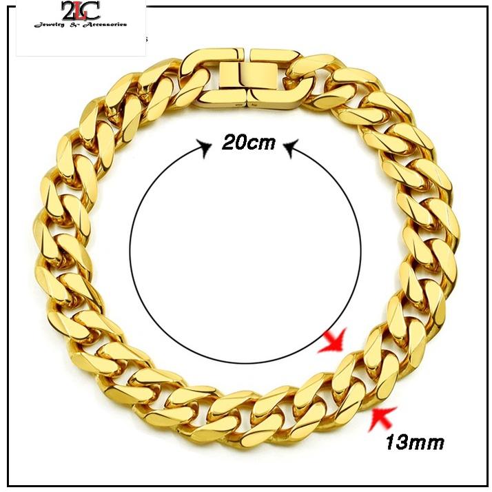 Lắc Tay Lặc Đơn Inox Màu Vàng Cao Cấp 13mm Cá Tính Không Đen- QCLT02