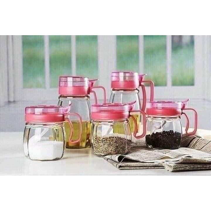 Set 5 hũ gia vị thuỷ tinh loại đẹp