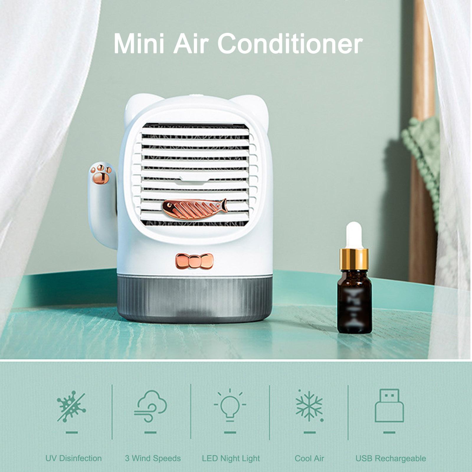 Quạt điều hòa mini để bàn có đèn chiếu sáng ban đêm
