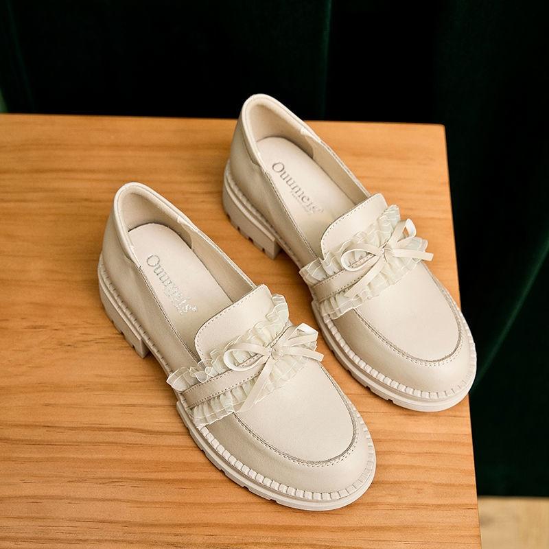 Giày lười da đế dày thời trang xuân hè dành cho nữ 2021