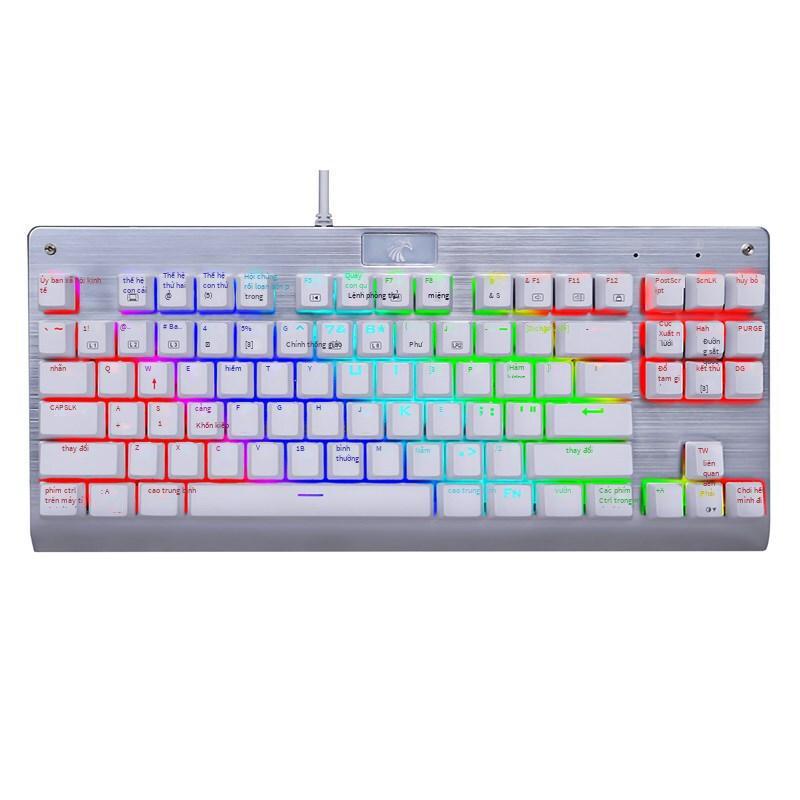 Khuyến mại E element Z-77 bàn phím cơ 87 phím trục xanh full-key no punch bàn phím chơi game bàn phím cơ có đèn nền nhiều màu sắc