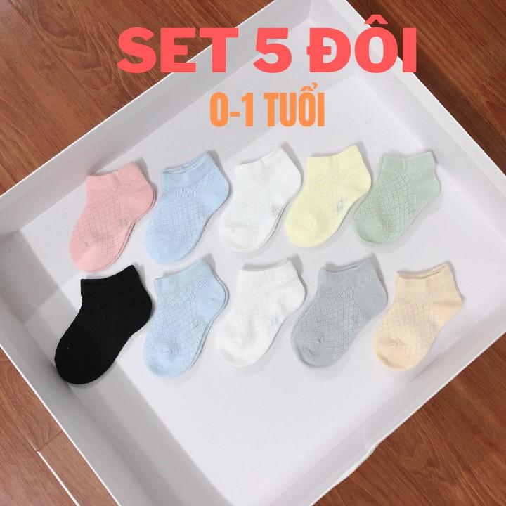  Set 5 đôi vớ/tất mùa hè dễ thương cho bé từ 0 – 1 tuổi