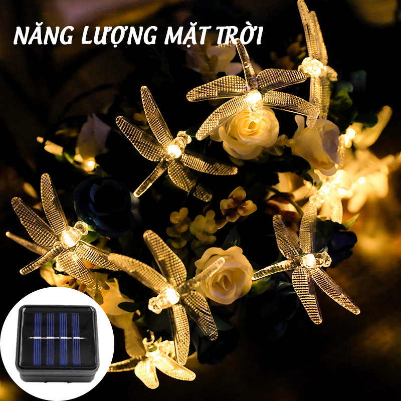 Đèn năng lượng mặt trời trang trí sân vườn hình chuồn chuồn, dễ thương, 8 chế độ chiếu sáng, hiệu suất cao- K2061