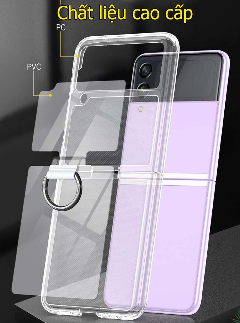 Ốp dành cho Z Flip 4 Samsung trong suốt có vòng treo