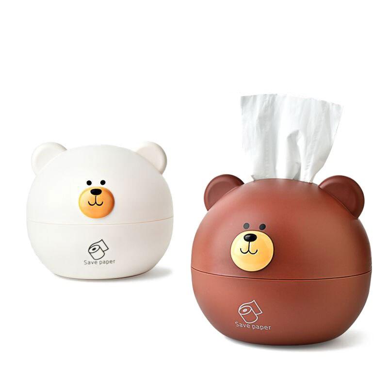 Cute bear tissue box Nordic Roll paper storage box Round Shaped Tissue Box Container Towel Napkin Tissue Holder