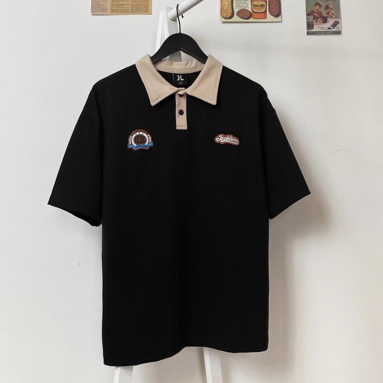 Áo Polo Oversize Jack Lane Badge, Áo thun có cổ form rộng phong cách Hàn Quốc, Local Brand JACK LANE