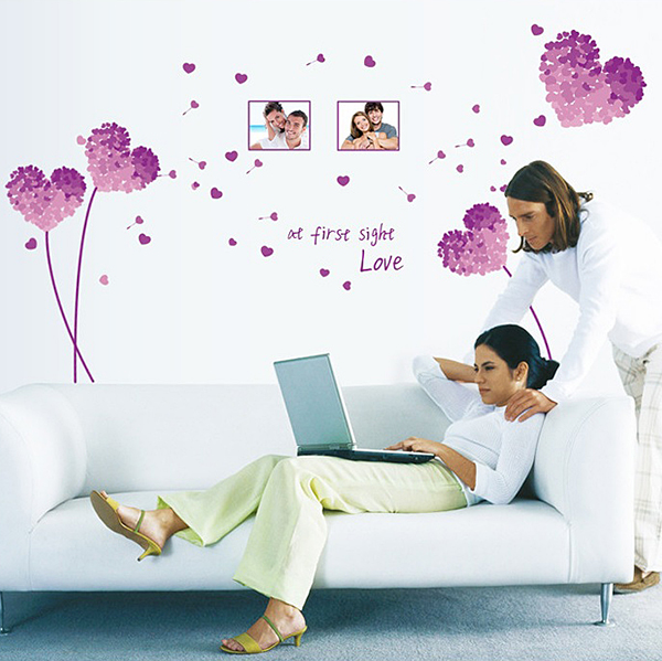 Decal Dán Tường Trái Tim Tím DH050