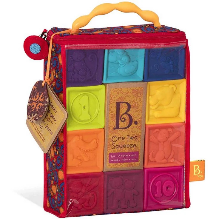Đồ chơi bộ gạch mềm B.toys - Baby Blocks One Two Squeeze