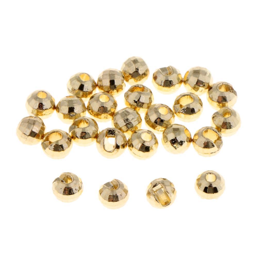 25pcs Tungsten Fly Tying Slotted Diamond Faceted Beads 3mm Gold