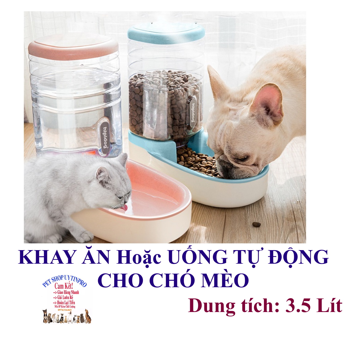 Khay ăn hoặc uống tự động cho Chó Mèo Dung tích 3.5l Thiết kế bo tròn Siêu tiện lợi Chất liệu nhựa an toàn bền đẹp