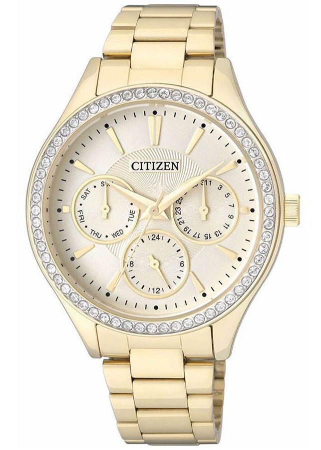 Đồng Hồ Nữ Citizen Đính Đá Swarovski Dây Thép Không Gỉ ED8162-54P - Mặt Vàng