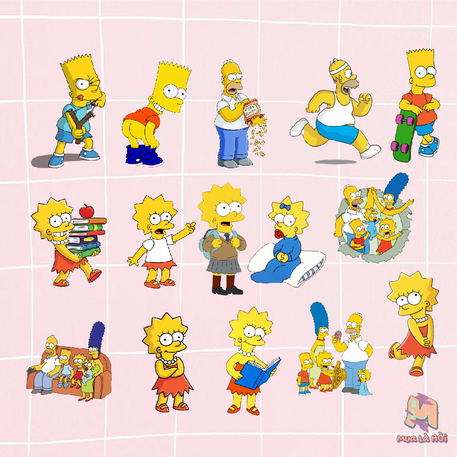 Miếng dán Stickers chủ đề Gia đình Simpson