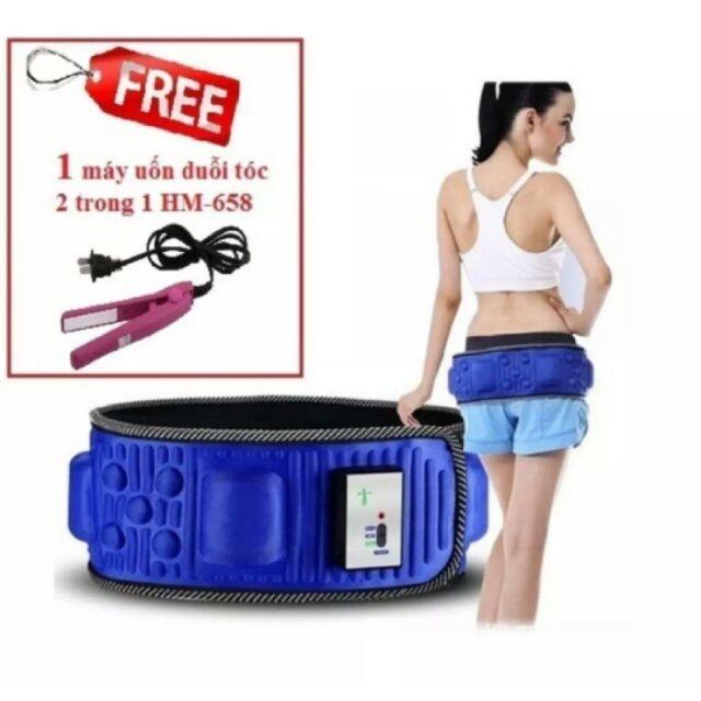 Đai massage tan mỡ bụng  X5 (Xanh) + Tặng 1 máy uốn duỗi tóc mini